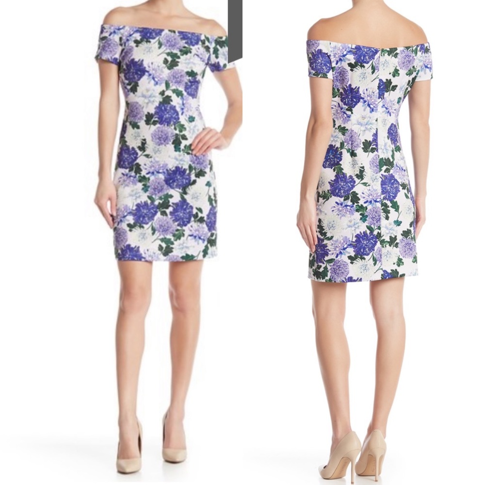 Sam Edelman Floral Scuba Off-the-Shoulder Dress